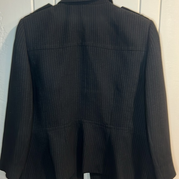 Tahari Arthur S. Levine Black Blue Pinstripe Blazer Suit Jacket Size 18 - Picture 7 of 8
